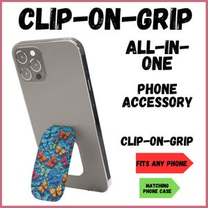 Phone Click-On Grip Holder Stand For Any Phone iPhone Samsung Pixel phone clip grip phone kickstand phone case pop socket  pop grip strap(D)