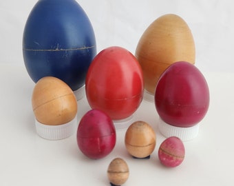 Vintage Nesting Wooden Easter Eggs * Vintage Easter * Vintage Decor