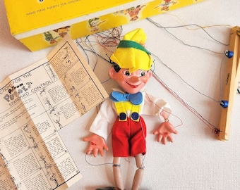 Vintage Pelham Puppet Marionette * Pinocchio * Original Box * Mint * 60s