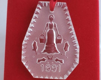 Vintage Waterford Crystal * Maids a Milking Christmas Ornament * 12 Days of Christmas * 1991 * Ireland * Vintage Christmas