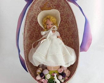 Vintage Assemblage * Nancy Ann Doll * Vintage Easter Egg * Vintage German Egg * OOAK