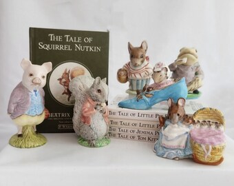 Vintage Beatrix Potter Hardcover Book * Tom Kitten * Squirrel Nutkin * Jemima Puddleduck * Little Pig Robinson