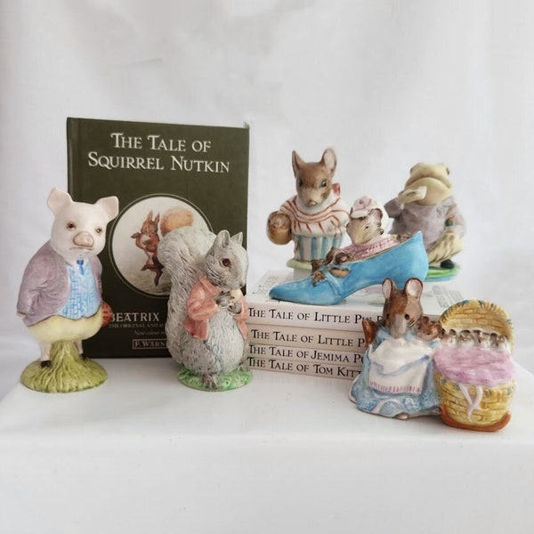 Vintage Beatrix Potter Hardcover Book * Tom Kitten * Squirrel Nutkin * Jemima Puddleduck * Little Pig Robinson