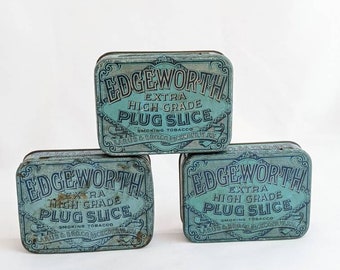 Lot Edgeworth Antique Tobacco Tins * Small * Large * Blue Tobacco Tin * 1920's