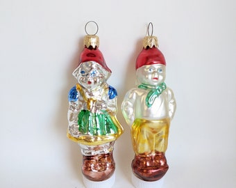 Vintage Glass Christmas Ornaments * Dutch Children * Blown Glass * 80s