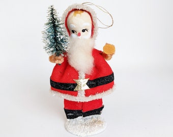 Vintage Spun Cotton Santa *  Mid Century *  Japan * Tagged