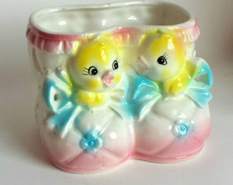 Vintage Inarco Yellow Birds Baby Planter E4571