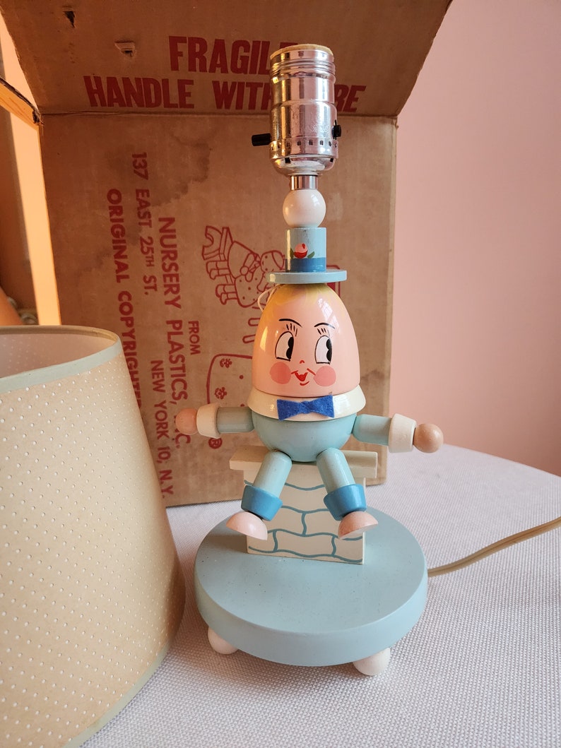 Rare New in Box Vintage Irmi Humpty Dumpty Lamp Original Box Irmi Nursery Plastics Erzgebirge Midcentury image 1