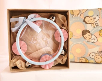 Vintage Plastic Playthings Baby Tambourine Rattle * Original Box * MINT * Unused * Plastic Playthings