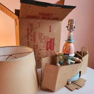 Rare New in Box Vintage Irmi Humpty Dumpty Lamp Original Box Irmi Nursery Plastics Erzgebirge Midcentury image 2