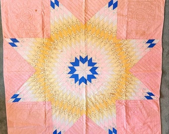 Vintage Lonestar Feedsack Quilt * Classic Design * Pink Pastels * Colorful * 40's