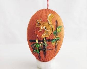 Vintage Red Easter Egg Candy Container * Greek * Squirrel