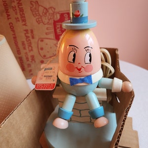 Rare New in Box Vintage Irmi Humpty Dumpty Lamp Original Box Irmi Nursery Plastics Erzgebirge Midcentury image 6