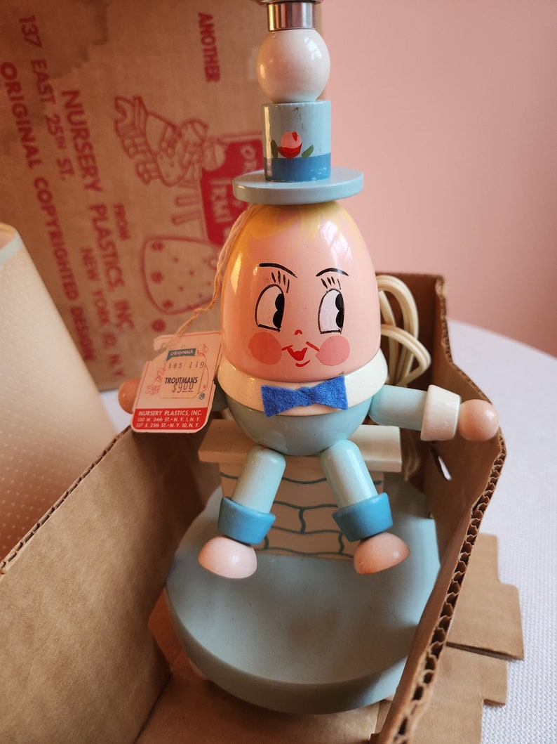 Rare New in Box Vintage Irmi Humpty Dumpty Lamp Original Box Irmi Nursery Plastics Erzgebirge Midcentury image 6