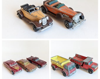 Seven Vintage Die Cast Metal Cars * Hotwheels * Matchbox * Corci Juniors * Lesney * Zylmex