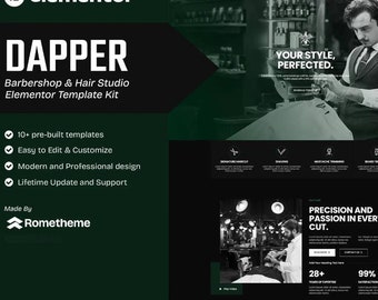 Barbershop Elementor Template Kit: Responsive Hair Studio Website