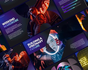 Neon PowerPoint Template: Dark Modern Theme