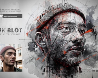 Ink Blot Photoshop Action Template (PSD, ATN)