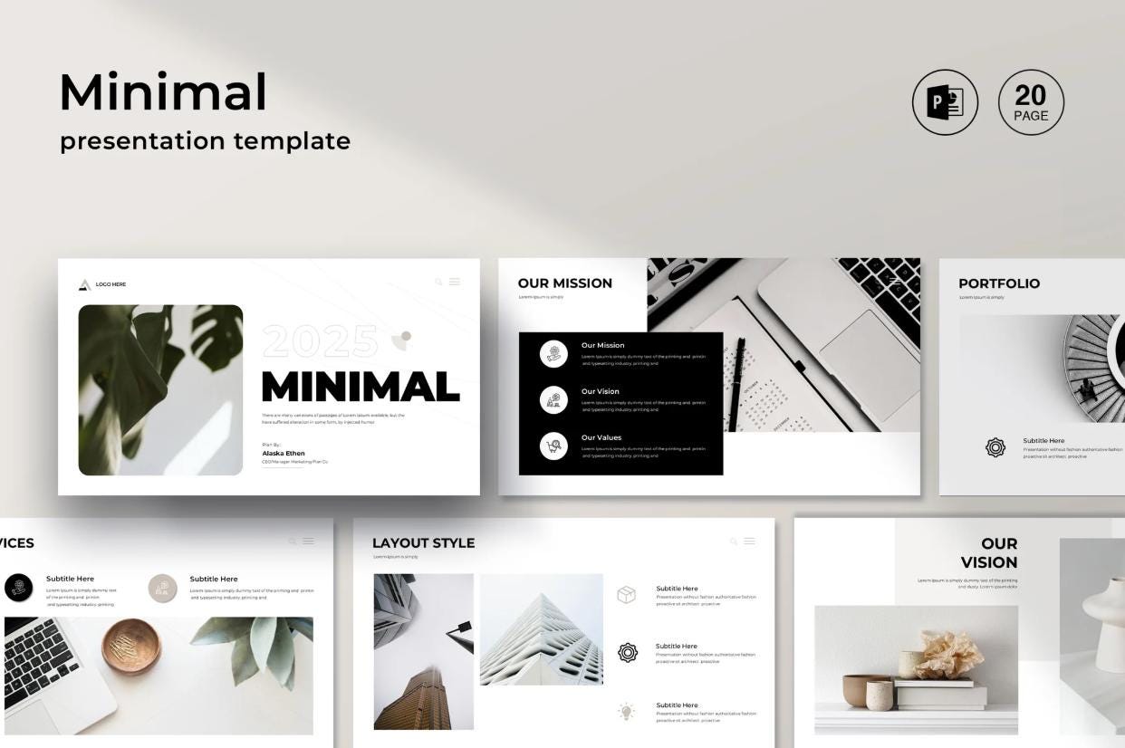 Minimal Business PowerPoint Template: Modern PPT Theme (20 Slides)