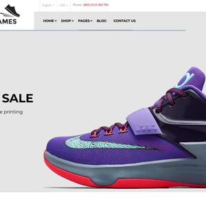 May include: Purple and black basketball shoe with a white swoosh and a blue and white logo on the side. The shoe is on sale for up to 50% off. Get up to 50% off sale products.