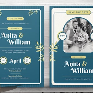 Traditional Calligraphy Wedding Invitation Template Set (INSTANT Download)