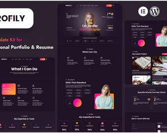 Personal Portfolios | Resume Elementor Template Kit | Wordpress Theme | Portfolio Template | Freelancer Website