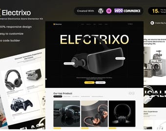 Kit de plantillas Elementor para tienda de electrónica: Sitio web moderno de WooCommerce
