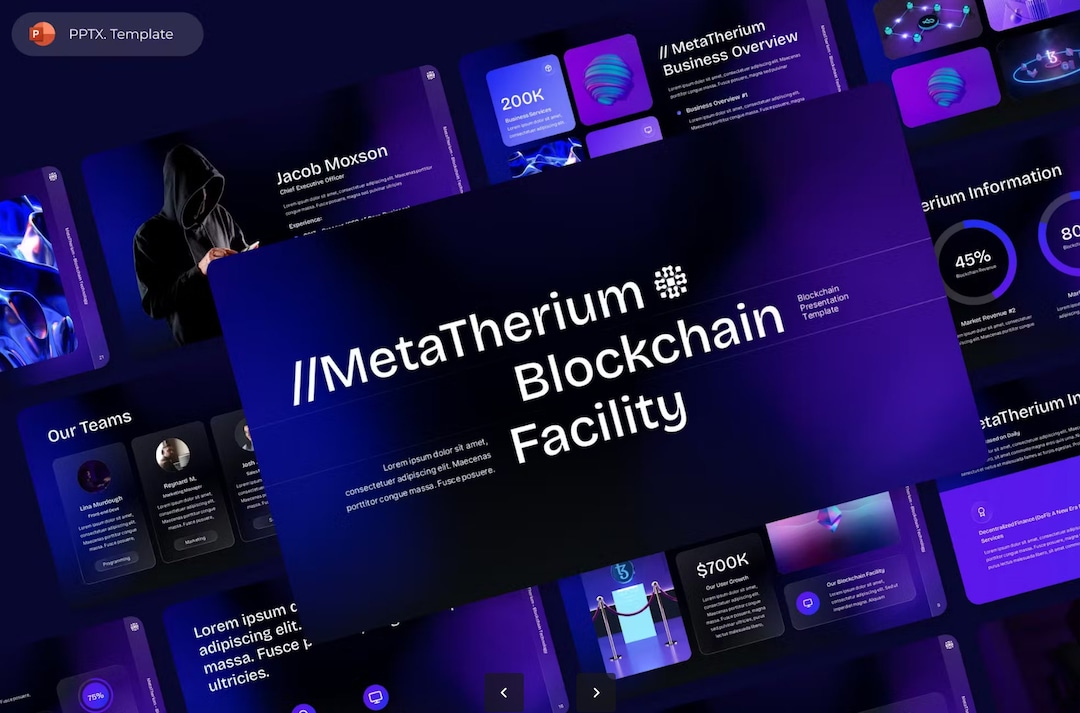 Blockchain Powerpoint Presentation Template: Crypto PPT, Tech Slide ...