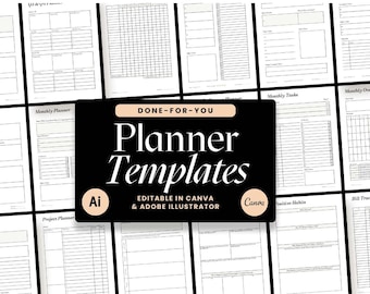 Productivity Planner Canva Templates: A4, 45 Pages (Digital Download)