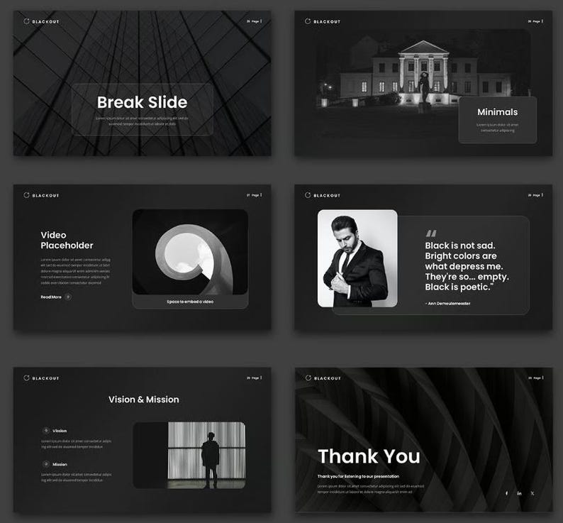 Dark Business Powerpoint Template: Modern PPT Theme - Etsy