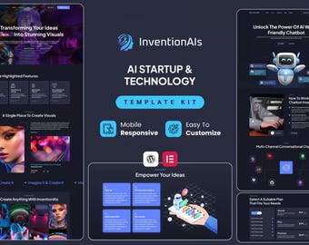 Kit modello Elementor per startup AI: progettazione di siti Web tecnologici