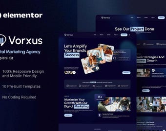 Digital Marketing Agency Elementor Template Kit: Responsive Web Design
