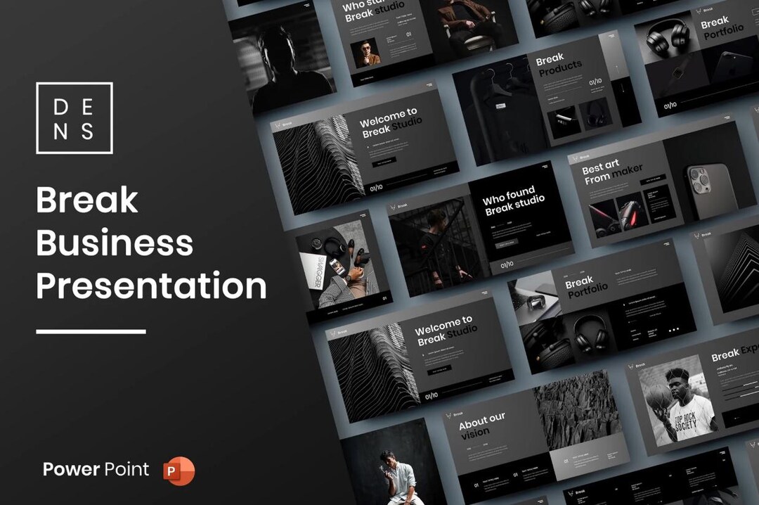Dark Business Powerpoint Template: Modern Presentation Theme (PPTX) - Etsy
