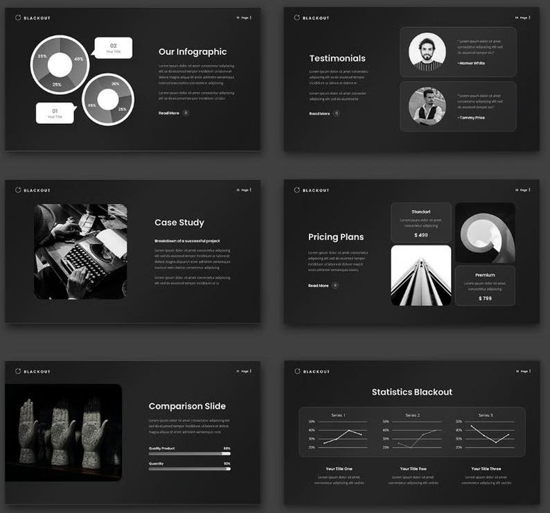 Dark Business Powerpoint Template: Modern PPT Theme - Etsy