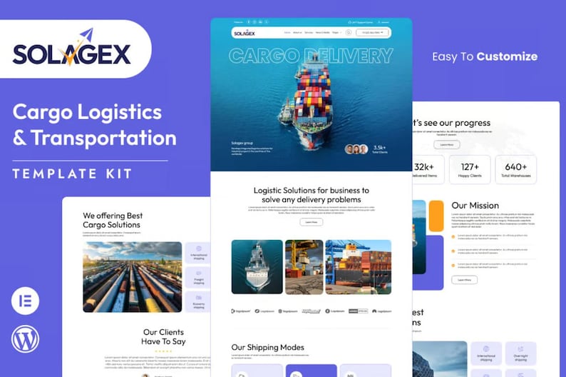 Logistics & Transportation Elementor Template Kit, Wordpress Theme, wordpress template, responsive website, Wordpress Blog , SEO friendly