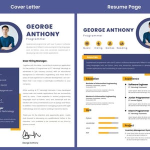 Modelo de currículo para Word e Pages | Melhor modelo de currículo profissional com carta de apresentação, modelo de currículo executivo Word, modelo Canva