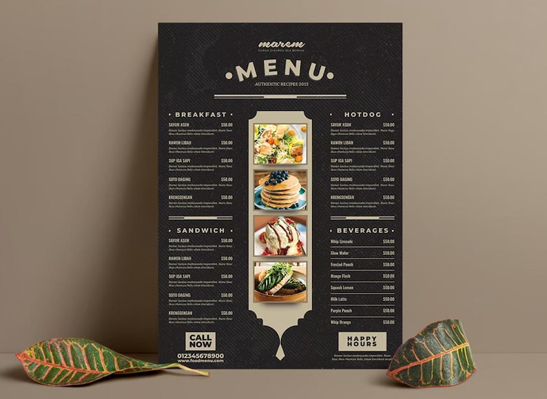 Restaurant Menu Photoshop Template: Customizable Food Menu (PSD) - Etsy