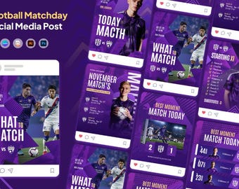 Football Match Day Social Media Instagram Carousel | Editable Canva