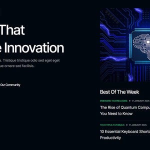 Dark Theme Technology Blog Elementor Template Kit: Modern Wordpress Website