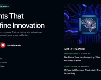 Dark Theme Technology Blog Elementor Template Kit: Modern Wordpress Website
