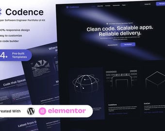 開発者ポートフォリオ Elementor テンプレートキット: ソフトウェアエンジニアの履歴書 WordPress テーマ