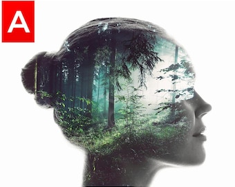 Double Exposure Photoshop Action: Photo Effects & Filters (Digital)