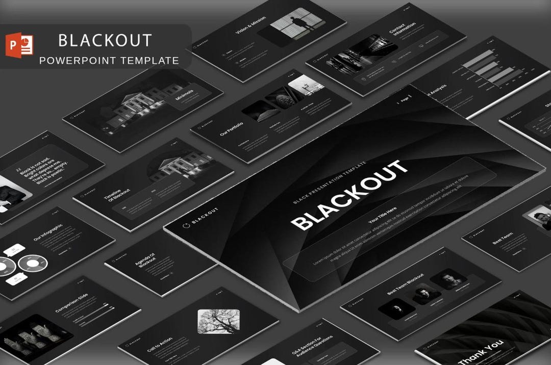 Dark Business Powerpoint Template: Modern PPT Theme - Etsy