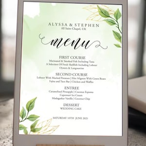 Illustration Wave Wedding Menu template, Hand drawn scribble illustrated Fun Wedding Menu, Instant Download Templett, Wedding Menu