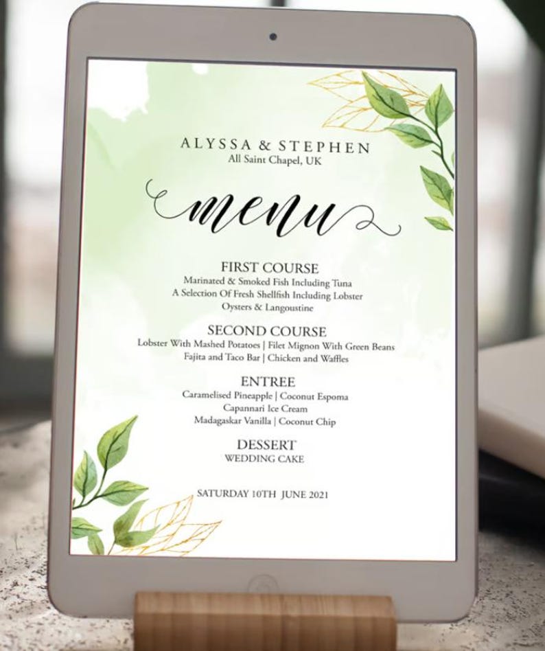 Illustrated Wave Wedding Menu Template: Scribble Design (instant ...