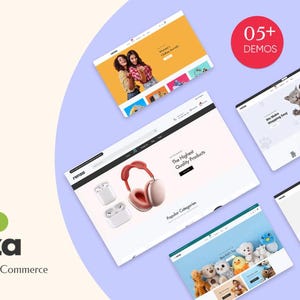 May include: A website homepage for an online store showcasing a range of products, including headphones, clothing, and pet supplies. The website has a contemporary and minimalist design, with features to help customers navigate and find what they need. The website is powered by Shopify 2.0 and is called "Renzo: Multipurpose eCommerce Shopify Theme".