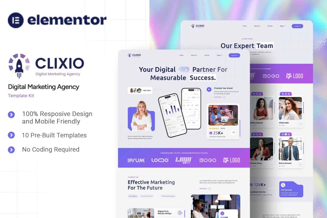 Digital Marketing Agency Elementor Template Kit: Responsive Web Studio ...