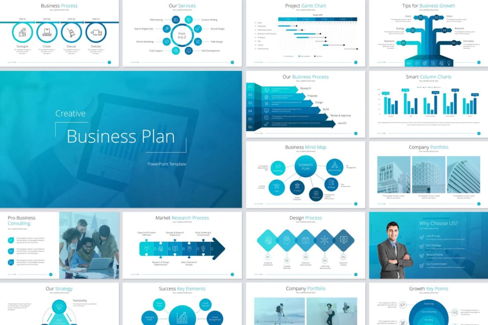 Business Plan Powerpoint Template: Corporate Presentation Slides - Etsy