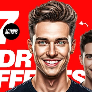 PHOTOSHOP ACTIONS -Premium HDR Effects, Cartoon Action, Digital, Photoshop Edit, Editing Actions, Beautiful Actions, 7 Photoshop Actions