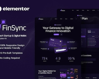Fintech Startup Elementor Template Kit: Digital Wallet & Web Studio